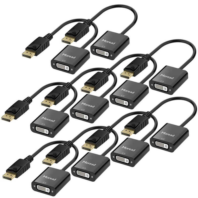 Moread DisplayPort (DP) to DVI Adapter, 10 Pack, Gold-Plated Display Port to DVI-D Adapter (Male to Female) Compatible with Computer, Desktop, Laptop, PC, Monitor, Projector, HDTV - Black - Image 1